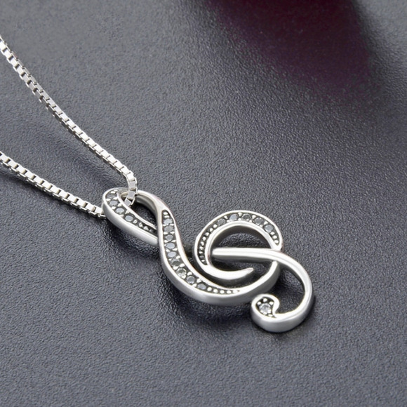 Musical Note Silver Necklace - Picture 7 of 7